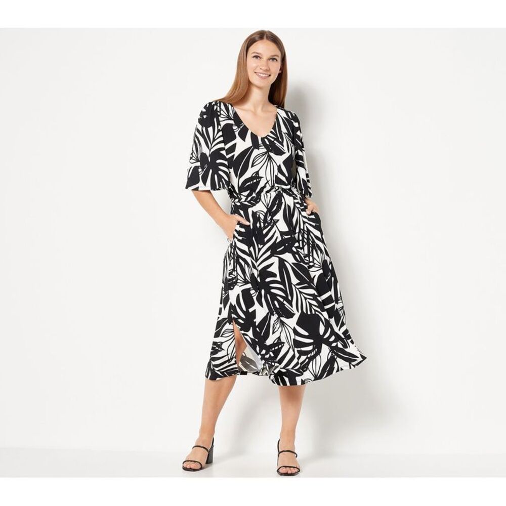 Black and White Leaf Print Dress